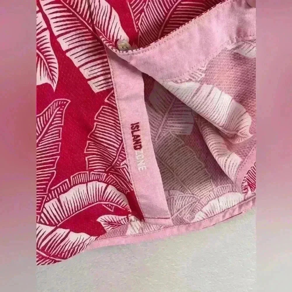 Tommy Bahama Grand Fronde Short Sleeve Silk Blend Button Up Shirt Pink Plume Sma - Picture 4 of 11